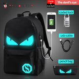 Luminous Animation School Bags For Teenager with USB Charger